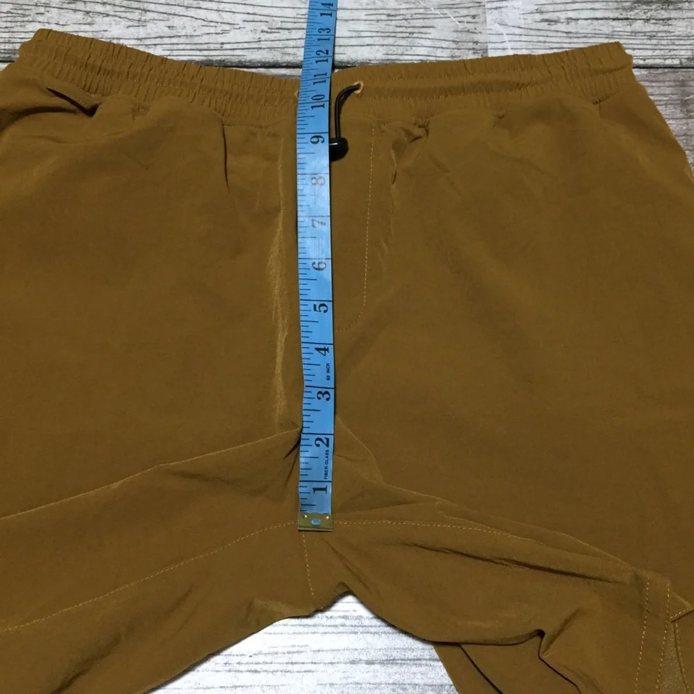 Tactics Skate Apparel Tech Shorts Men’s L Brown Orange Stretch (Inseam 8)